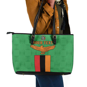 Personalised Afro Zambia Leather Tote Bag Flag Style Mix Kente Pattern