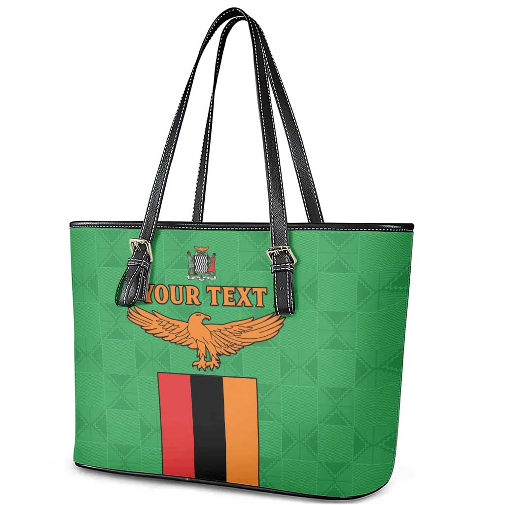 Personalised Afro Zambia Leather Tote Bag Flag Style Mix Kente Pattern