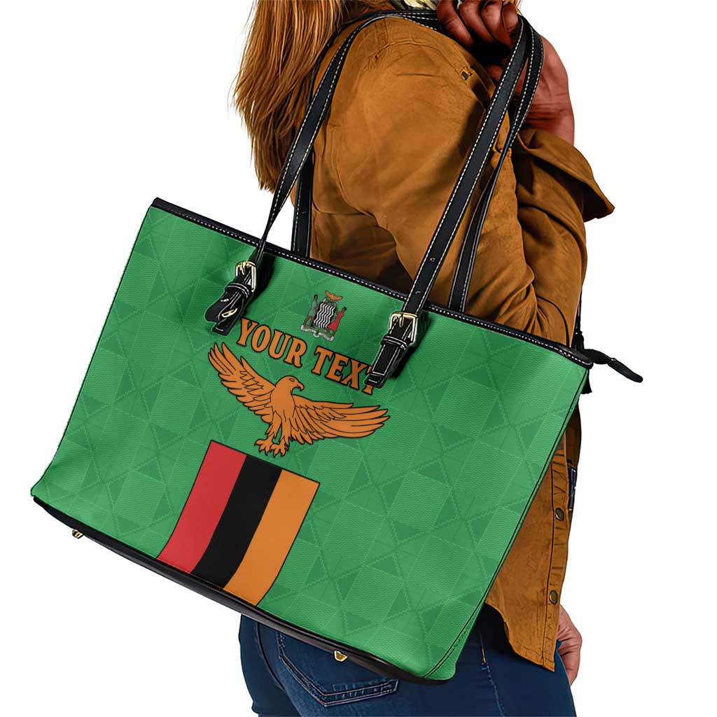 Personalised Afro Zambia Leather Tote Bag Flag Style Mix Kente Pattern