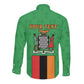 Personalised Afro Zambia Long Sleeve Button Shirt Flag Style Mix Kente Pattern