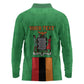 Personalised Afro Zambia Long Sleeve Polo Shirt Flag Style Mix Kente Pattern