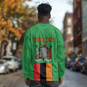 Personalised Afro Zambia Long Sleeve Shirt Flag Style Mix Kente Pattern