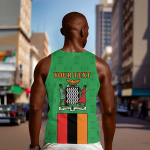 Personalised Afro Zambia Men Tank Top Flag Style Mix Kente Pattern