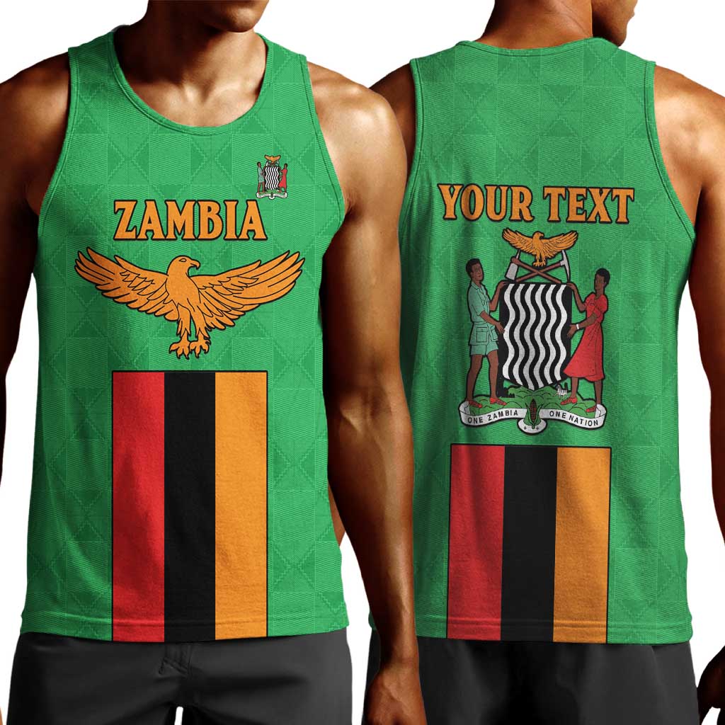 Personalised Afro Zambia Men Tank Top Flag Style Mix Kente Pattern