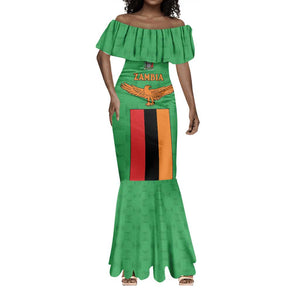 Personalised Afro Zambia Mermaid Dress Flag Style Mix Kente Pattern