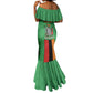 Personalised Afro Zambia Mermaid Dress Flag Style Mix Kente Pattern
