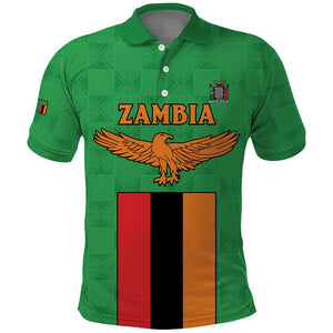 Personalised Afro Zambia Polo Shirt Flag Style Mix Kente Pattern