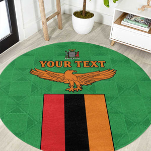 Personalised Afro Zambia Round Carpet Flag Style Mix Kente Pattern