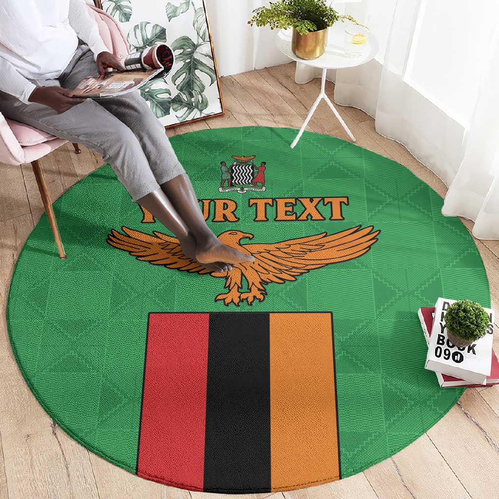 Personalised Afro Zambia Round Carpet Flag Style Mix Kente Pattern