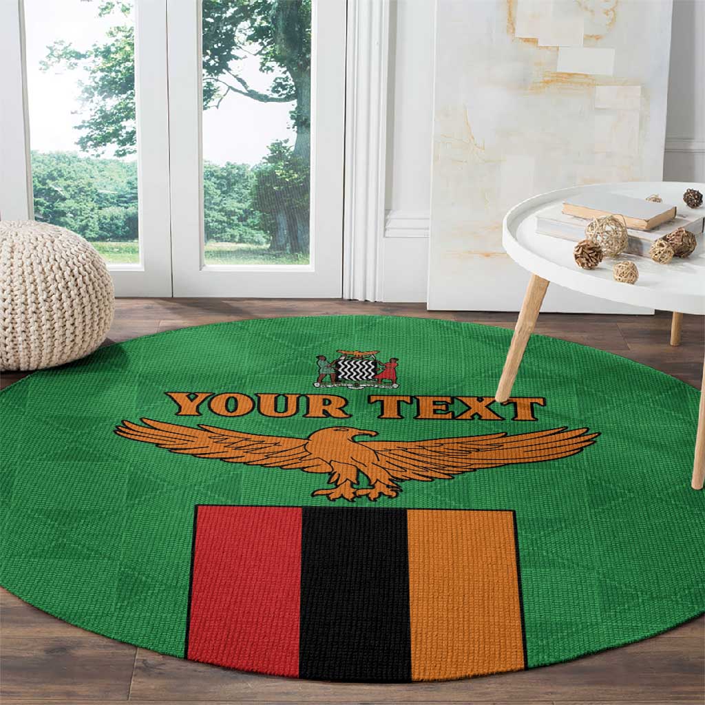 Personalised Afro Zambia Round Carpet Flag Style Mix Kente Pattern