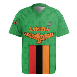 Personalised Afro Zambia Rugby Jersey Flag Style Mix Kente Pattern