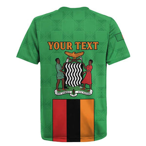 Personalised Afro Zambia Rugby Jersey Flag Style Mix Kente Pattern