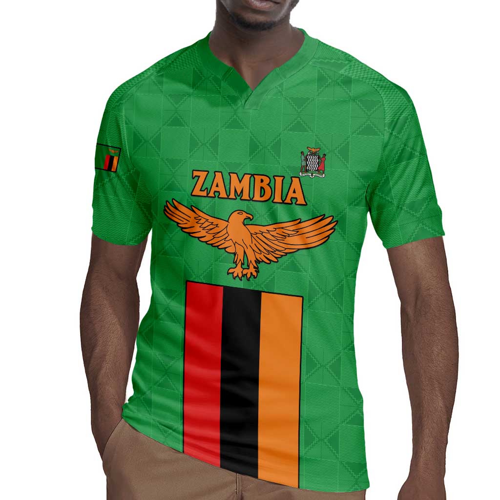 Personalised Afro Zambia Rugby Jersey Flag Style Mix Kente Pattern