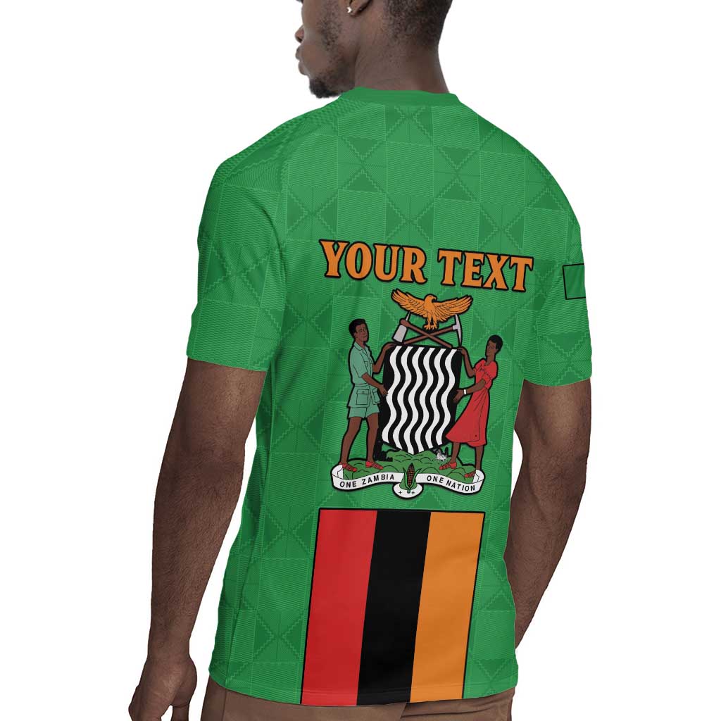 Personalised Afro Zambia Rugby Jersey Flag Style Mix Kente Pattern