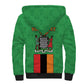 Personalised Afro Zambia Sherpa Hoodie Flag Style Mix Kente Pattern