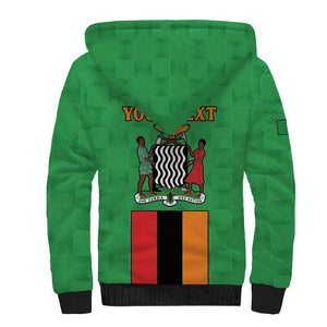 Personalised Afro Zambia Sherpa Hoodie Flag Style Mix Kente Pattern