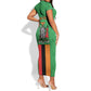 Personalised Afro Zambia Short Sleeve Bodycon Dress Flag Style Mix Kente Pattern LT15
