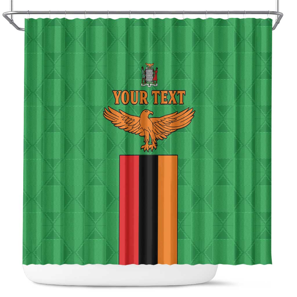 Personalised Afro Zambia Shower Curtain Flag Style Mix Kente Pattern