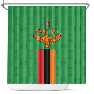 Personalised Afro Zambia Shower Curtain Flag Style Mix Kente Pattern