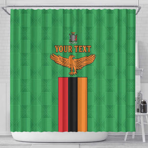 Personalised Afro Zambia Shower Curtain Flag Style Mix Kente Pattern