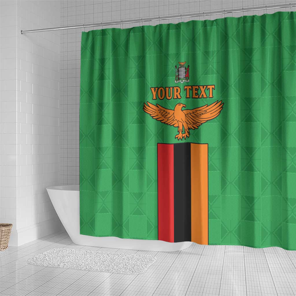 Personalised Afro Zambia Shower Curtain Flag Style Mix Kente Pattern