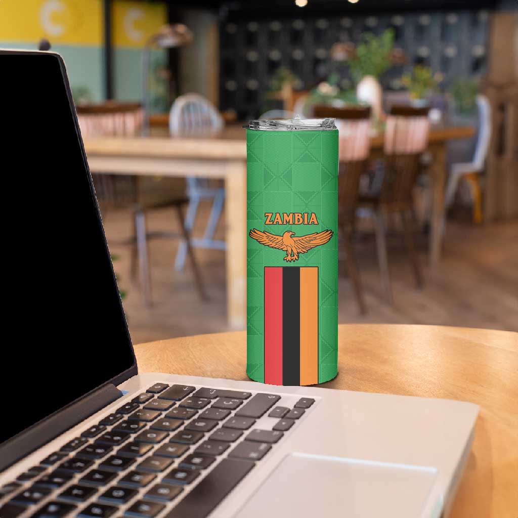 Personalised Afro Zambia Skinny Tumbler Flag Style Mix Kente Pattern