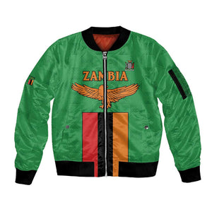 Personalised Afro Zambia Sleeve Zip Bomber Jacket Flag Style Mix Kente Pattern