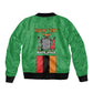 Personalised Afro Zambia Sleeve Zip Bomber Jacket Flag Style Mix Kente Pattern