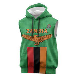 Personalised Afro Zambia Sleeveless Hoodie Flag Style Mix Kente Pattern - African Pride