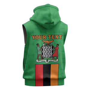 Personalised Afro Zambia Sleeveless Hoodie Flag Style Mix Kente Pattern - African Pride