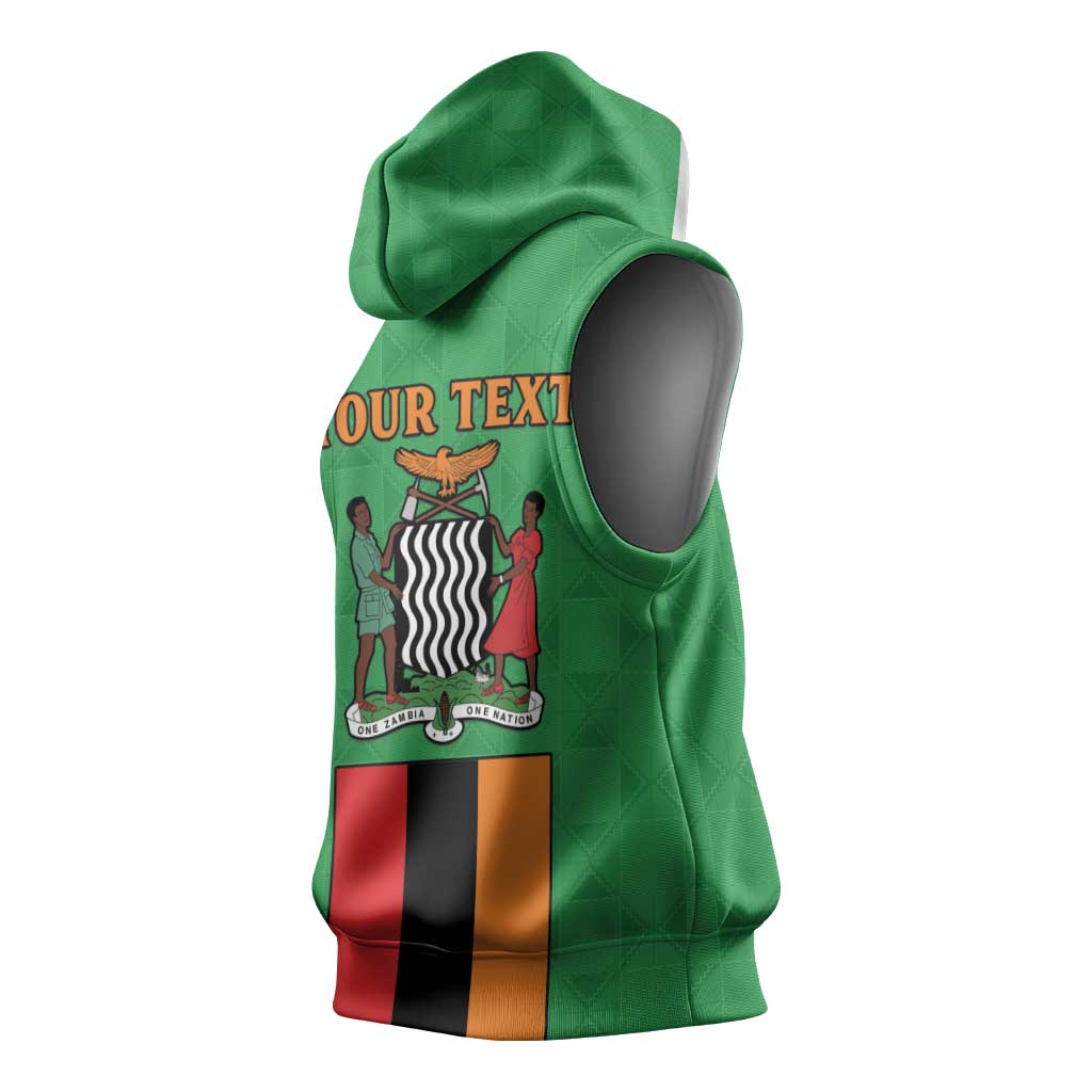 Personalised Afro Zambia Sleeveless Hoodie Flag Style Mix Kente Pattern - African Pride