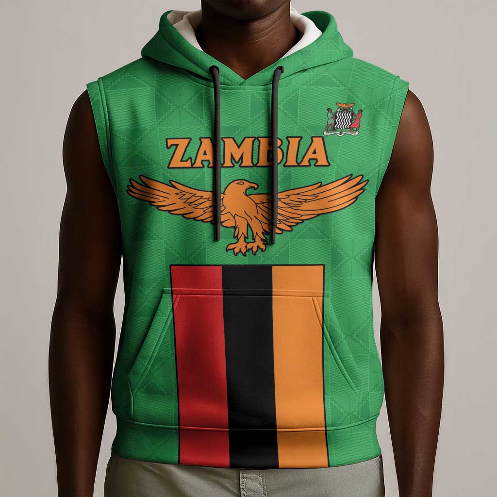 Personalised Afro Zambia Sleeveless Hoodie Flag Style Mix Kente Pattern - African Pride
