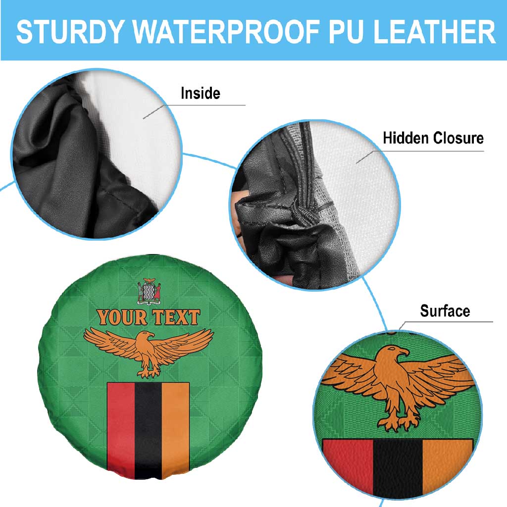 Personalised Afro Zambia Spare Tire Cover Flag Style Mix Kente Pattern