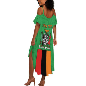 Personalised Afro Zambia Summer Maxi Dress Flag Style Mix Kente Pattern