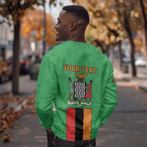 Personalised Afro Zambia Sweatshirt Flag Style Mix Kente Pattern