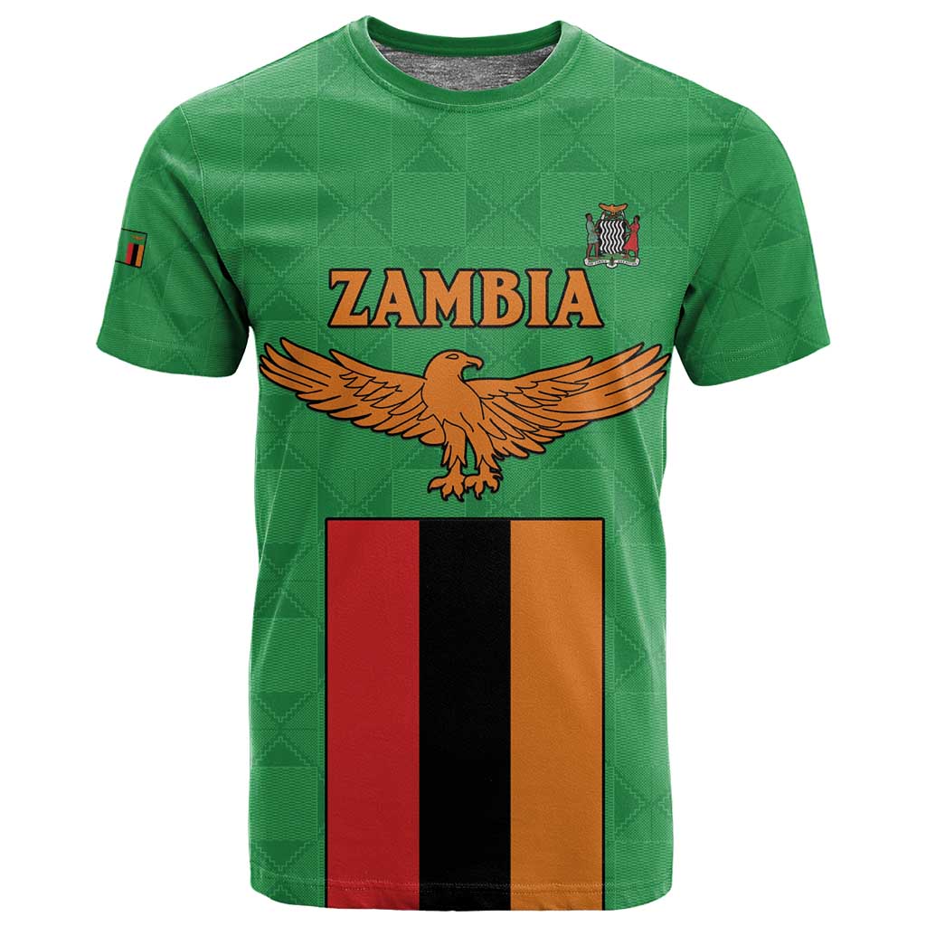Personalised Afro Zambia T shirt Flag Style Mix Kente Pattern