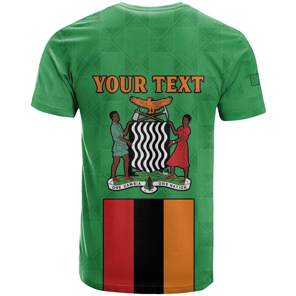 Personalised Afro Zambia T shirt Flag Style Mix Kente Pattern