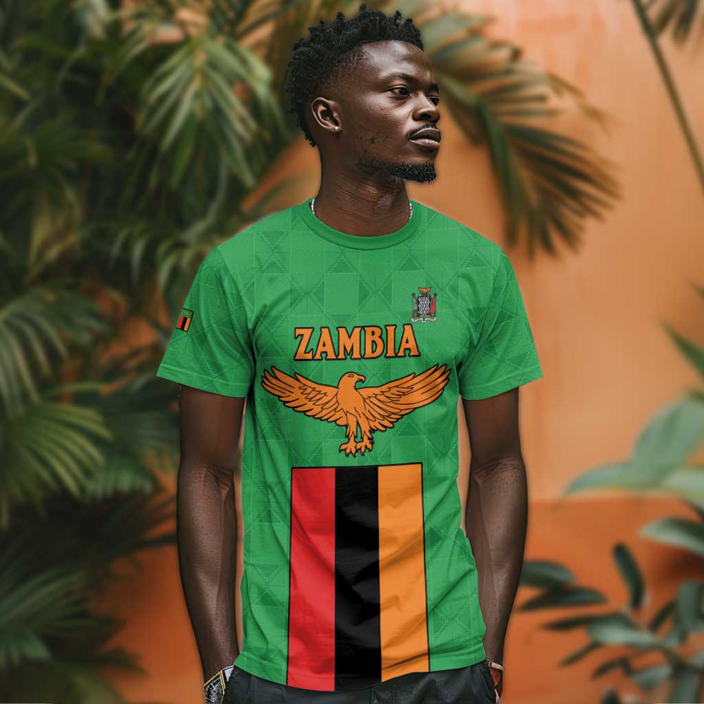 Personalised Afro Zambia T shirt Flag Style Mix Kente Pattern