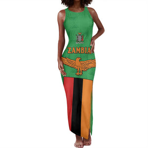 Personalised Afro Zambia Tank Maxi Dress Flag Style Mix Kente Pattern