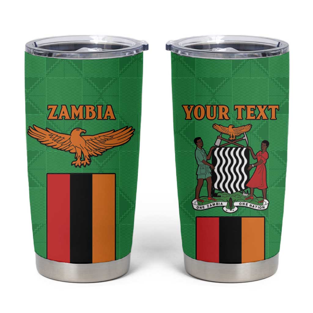 Personalised Afro Zambia Tumbler Cup Flag Style Mix Kente Pattern