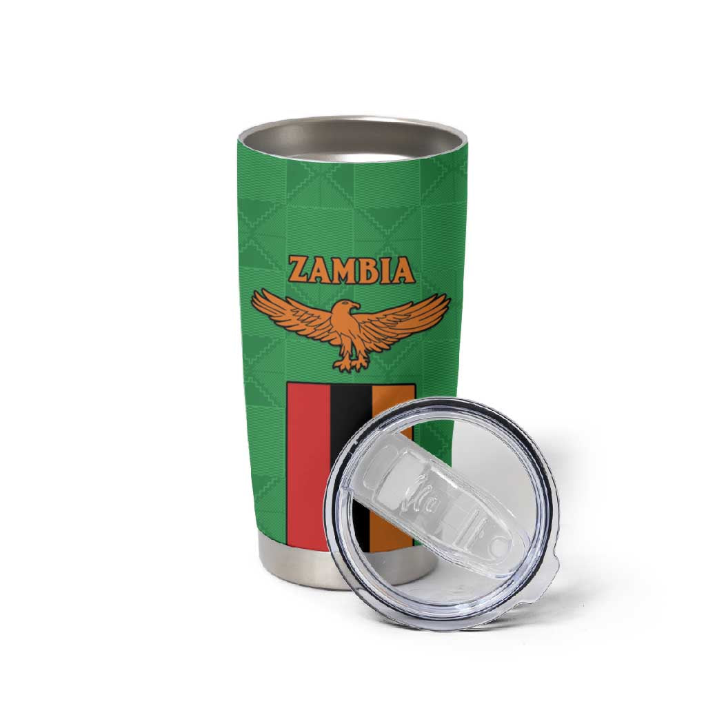 Personalised Afro Zambia Tumbler Cup Flag Style Mix Kente Pattern