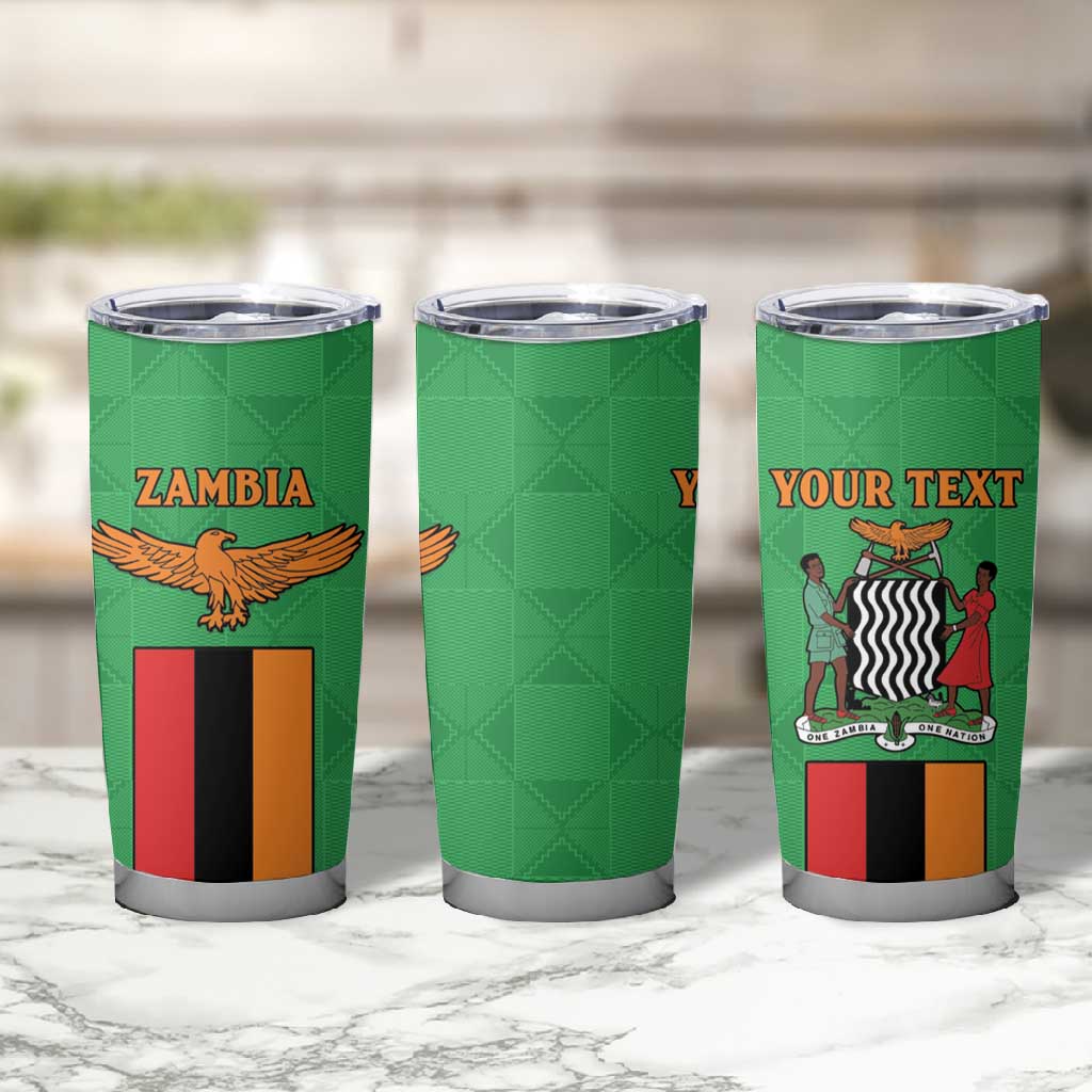 Personalised Afro Zambia Tumbler Cup Flag Style Mix Kente Pattern