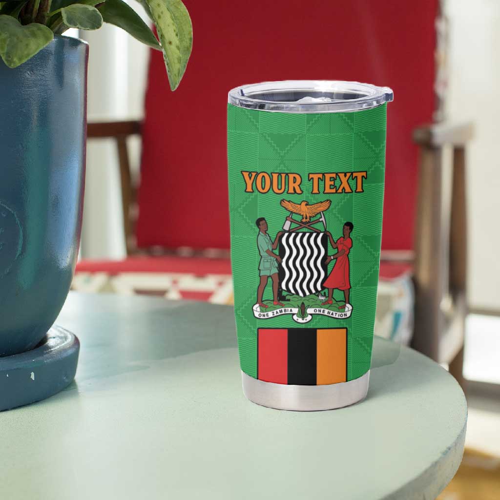 Personalised Afro Zambia Tumbler Cup Flag Style Mix Kente Pattern