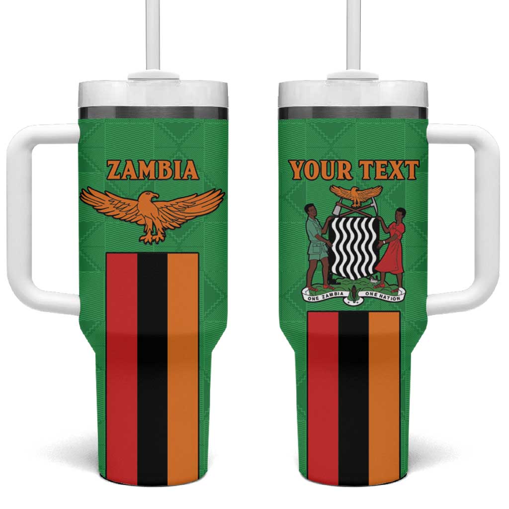 Personalised Afro Zambia Tumbler With Handle Flag Style Mix Kente Pattern