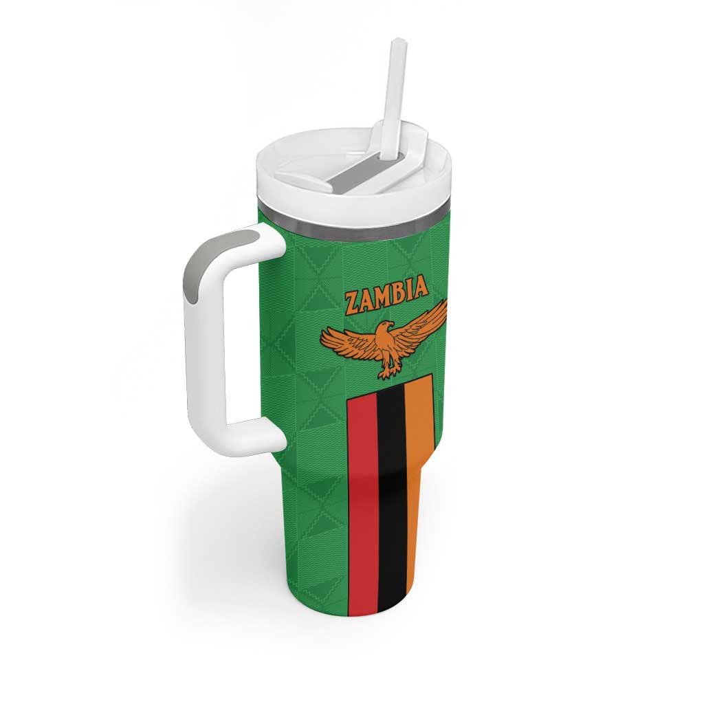 Personalised Afro Zambia Tumbler With Handle Flag Style Mix Kente Pattern
