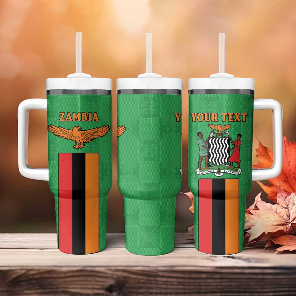 Personalised Afro Zambia Tumbler With Handle Flag Style Mix Kente Pattern