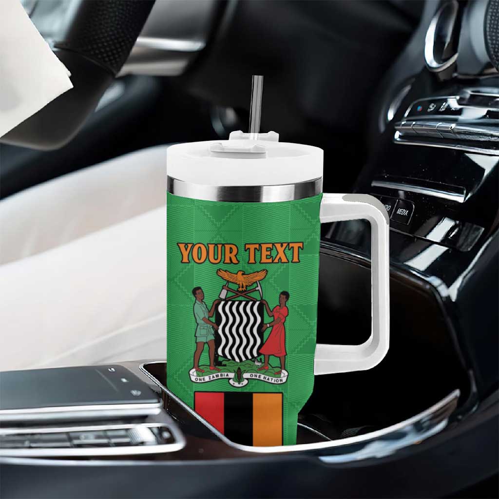 Personalised Afro Zambia Tumbler With Handle Flag Style Mix Kente Pattern