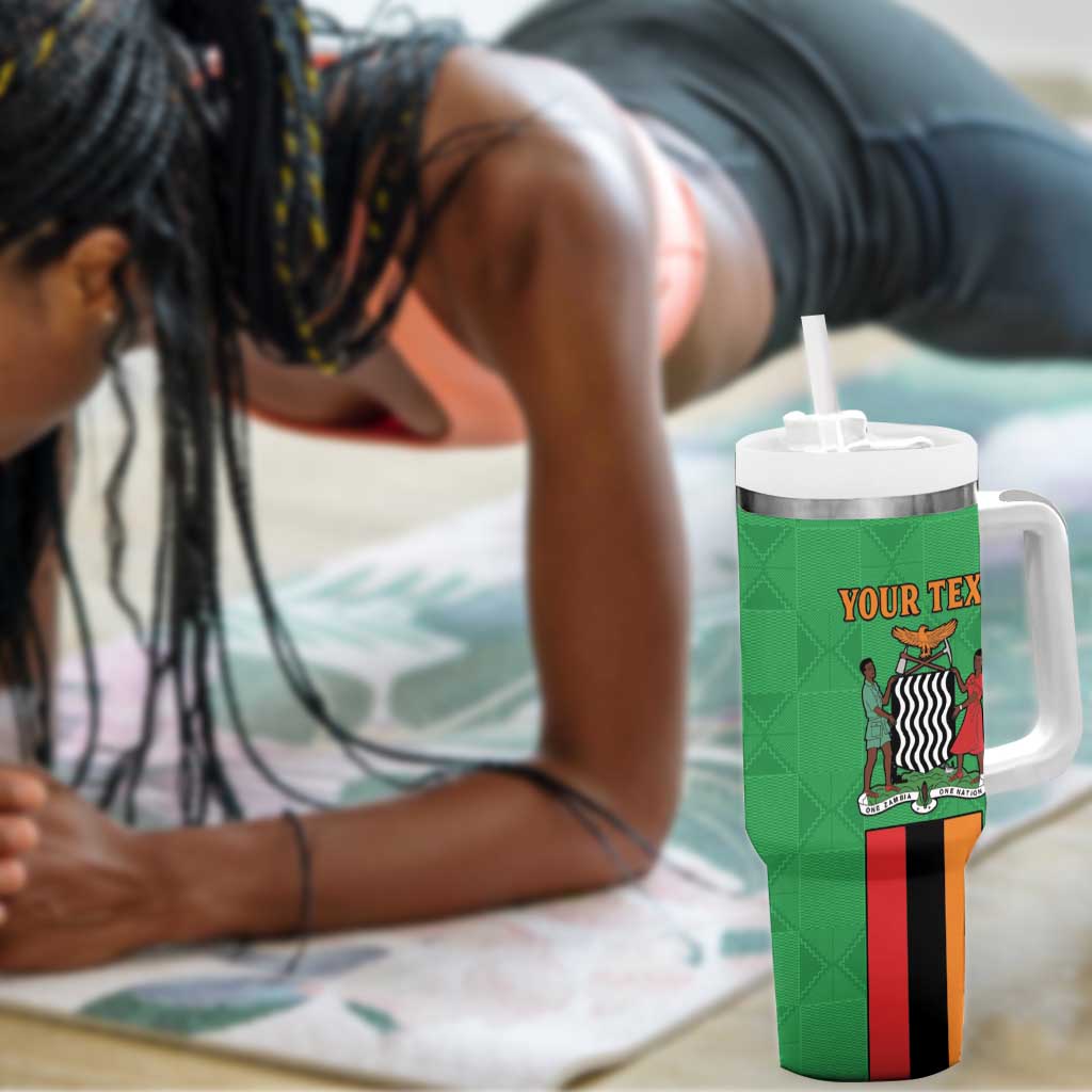 Personalised Afro Zambia Tumbler With Handle Flag Style Mix Kente Pattern