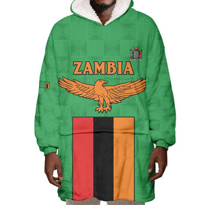 Personalised Afro Zambia Wearable Blanket Hoodie Flag Style Mix Kente Pattern