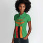 Personalised Afro Zambia Women Polo Shirt Flag Style Mix Kente Pattern